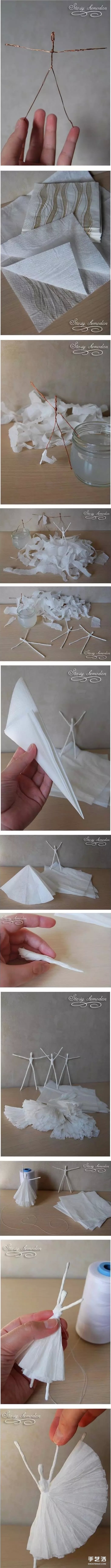 如何用餐巾纸折纸小人 纸巾折芭蕾舞演员的方法