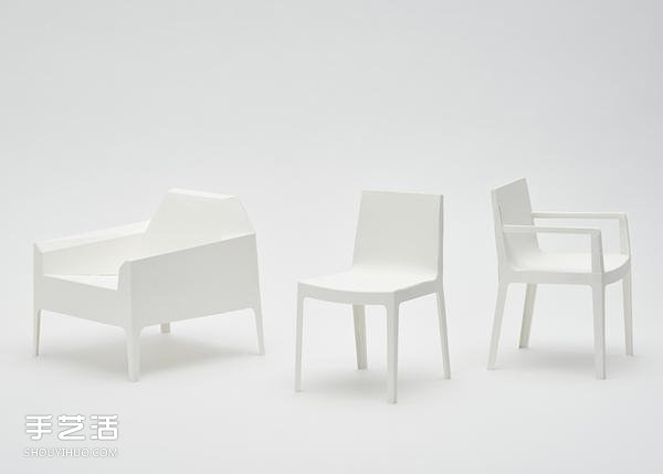手工折纸椅子图片 分别有单人椅、扶手椅和沙发