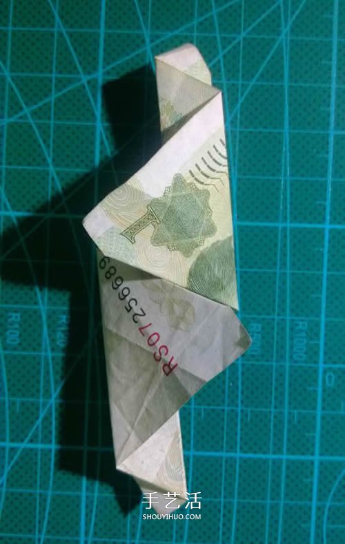 六角徽章的折法图解 一元纸币折纸六角徽章