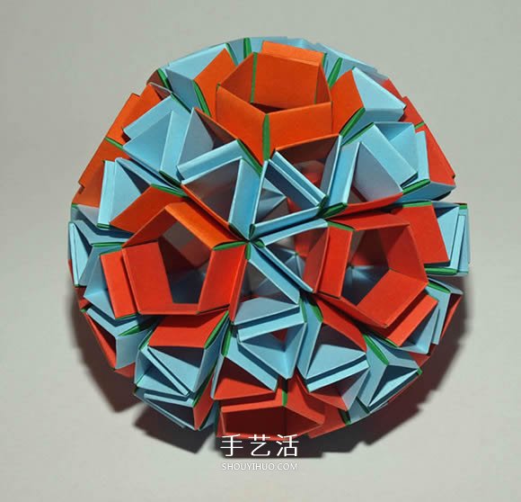 手工折纸Snapology球 用纸条折球体步骤图解
