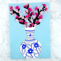 色彩缤纷樱花和青花瓷！超美纸贴画简单制作
