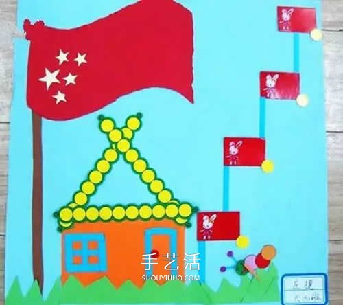 幼儿园小朋友手工作品 简单又漂亮国庆节贴画