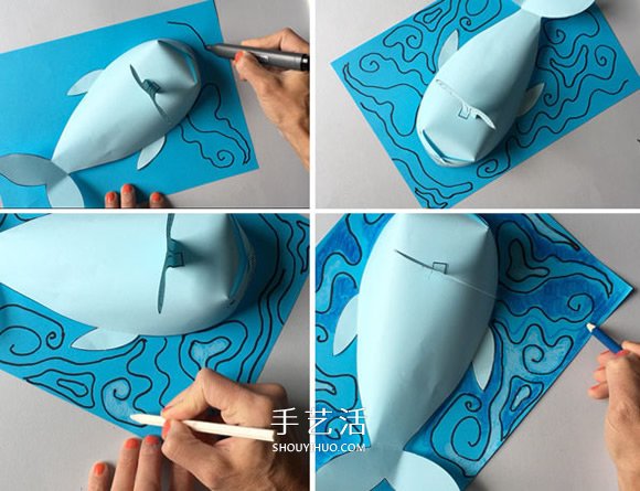 立体鲸鱼的简单做法 儿童用纸制作鲸鱼的教程