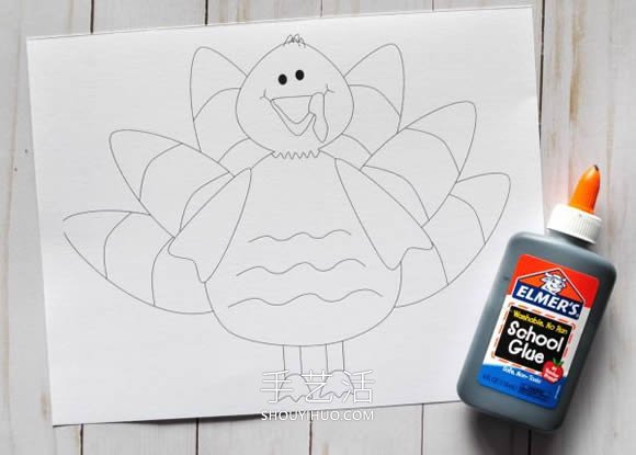 简单手绘手工制作纸火鸡的做法教程