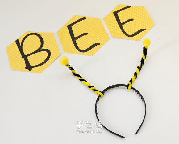 变身小蜜蜂！用扭扭棒做蜜蜂头饰的制作方法