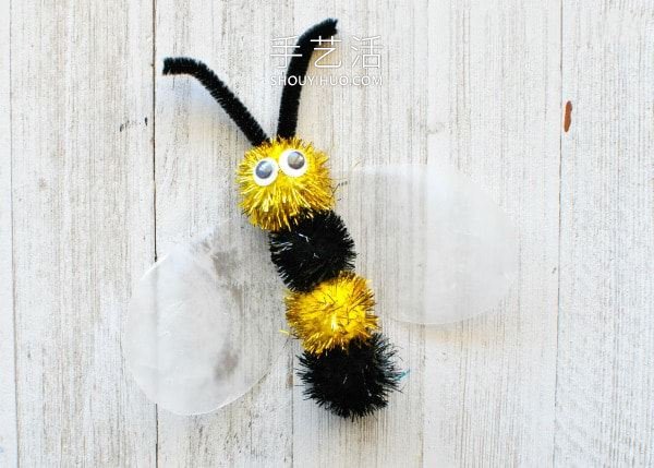 几个毛绒球粘一下 手工制作可爱小蜜蜂！