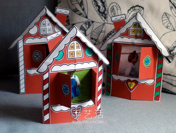 简单自制圣诞风格小屋相框的方法教程