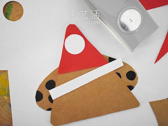 卡纸手工制作圣诞节狗狗的做法教程