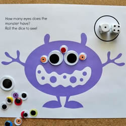 自制万圣节儿童玩具 掷骰子决定怪物的眼睛