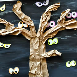 幼儿手工制作万圣节幽灵树的做法教程