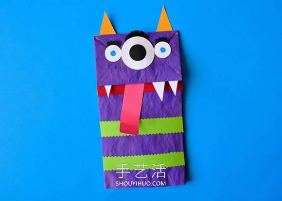 纸袋手工制作万圣节怪物木偶的做法教程