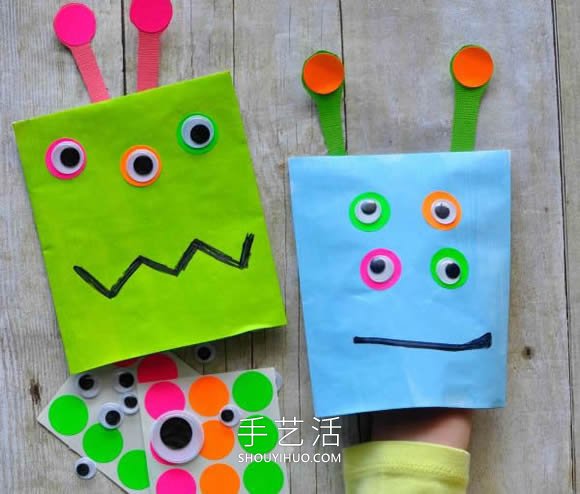 幼儿园用信封手工制作怪物木偶的做法教程