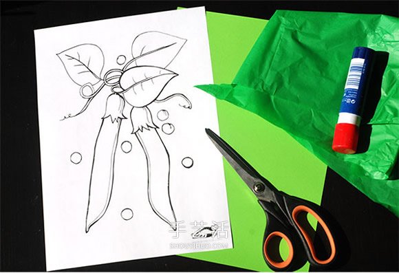 幼儿小手工制作图解 用纸做可爱的豌豆荚做法