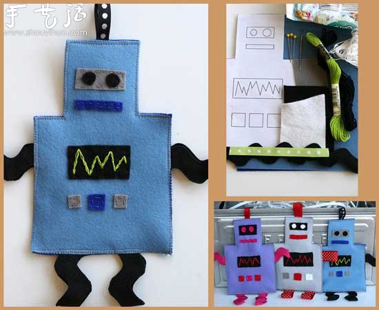 简单的羊毛毡DIY机器人挂饰的方法