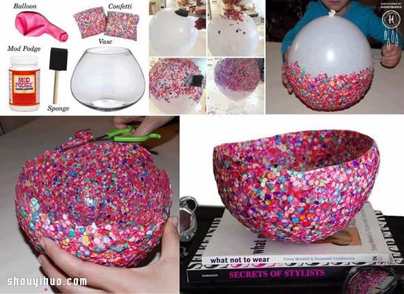 糖果+气球 DIY手工制作彩虹般绚丽的收纳罐
