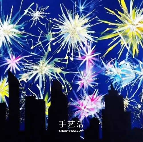 国庆节烟花手工制作 幼儿DIY绚丽烟花夜景