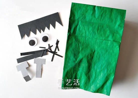 纸袋子手工小制作 DIY可爱的万圣节科学怪人