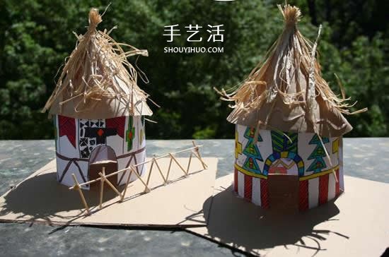 幼儿园手工小房子做法 自制圆形尖顶房子教程
