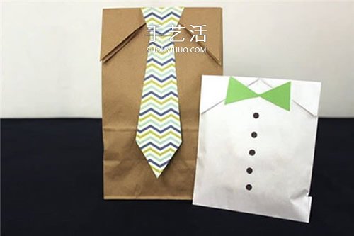 创意父亲节礼物袋DIY 把牛皮纸袋改造成衣服