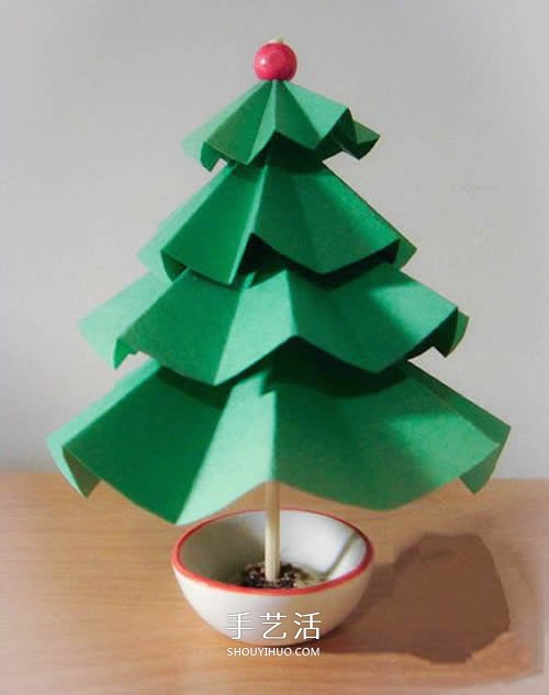 卡纸手工制作立体圣诞树的做法图解