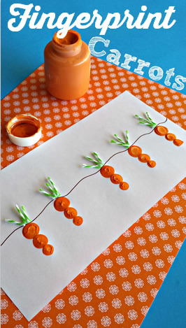 幼儿园手工制作胡萝卜和兔子指纹画的做法