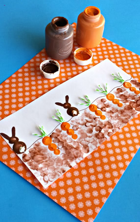 幼儿园手工制作胡萝卜和兔子指纹画的做法