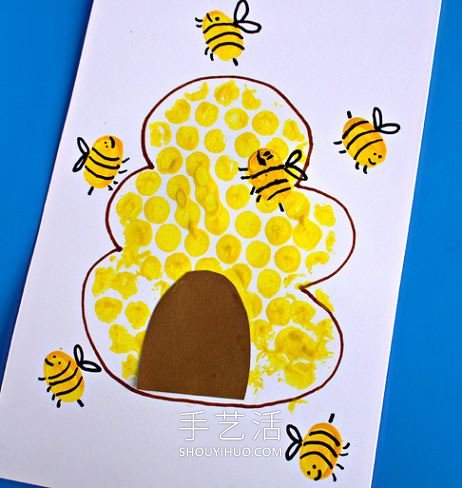 幼儿园气泡膜手工作品蜂巢蜜蜂图片