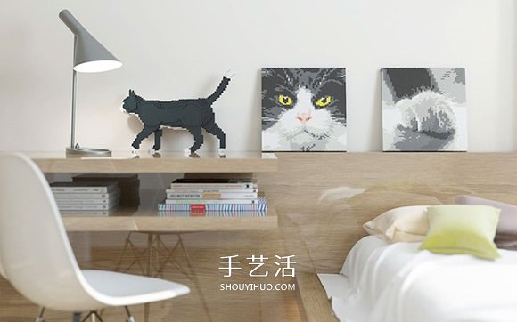 用迷你乐高积木DIY立体猫咪模型的作品图片