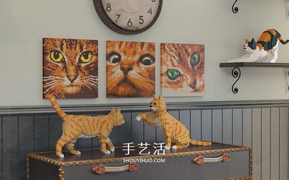 用迷你乐高积木DIY立体猫咪模型的作品图片