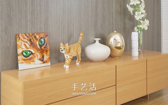 用迷你乐高积木DIY立体猫咪模型的作品图片