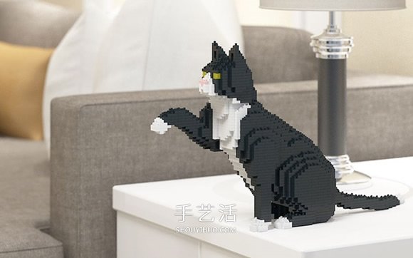 用迷你乐高积木DIY立体猫咪模型的作品图片