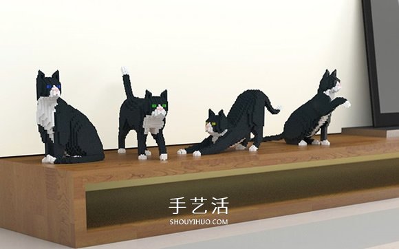 用迷你乐高积木DIY立体猫咪模型的作品图片