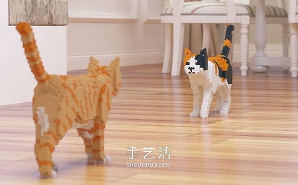 用迷你乐高积木DIY立体猫咪模型的作品图片