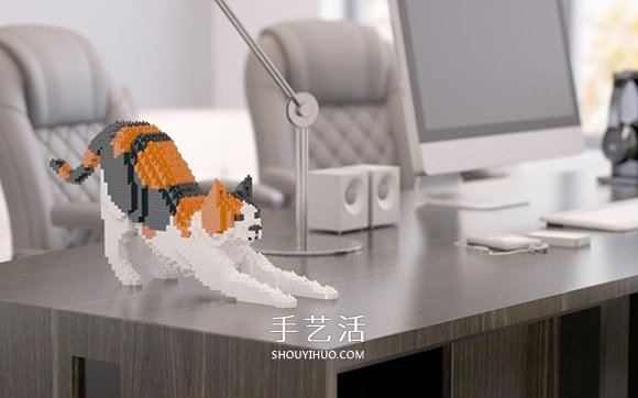 用迷你乐高积木DIY立体猫咪模型的作品图片