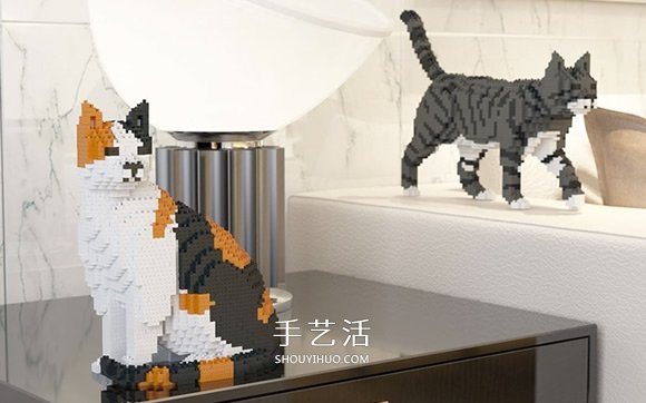 用迷你乐高积木DIY立体猫咪模型的作品图片