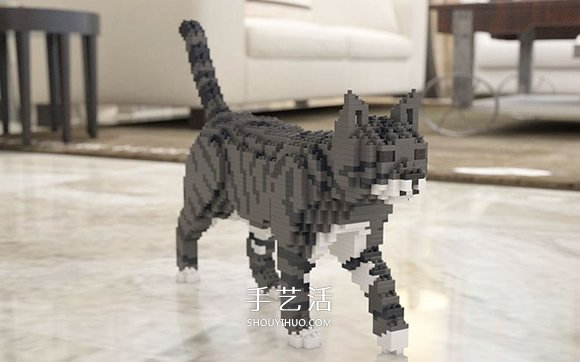 用迷你乐高积木DIY立体猫咪模型的作品图片