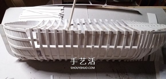 纸制单桅帆船模型制作 精致卡纸帆船手工制作