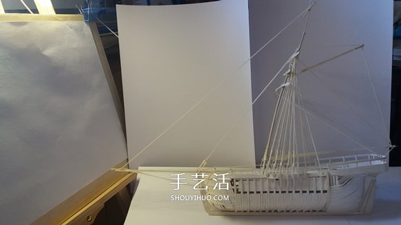 纸制单桅帆船模型制作 精致卡纸帆船手工制作