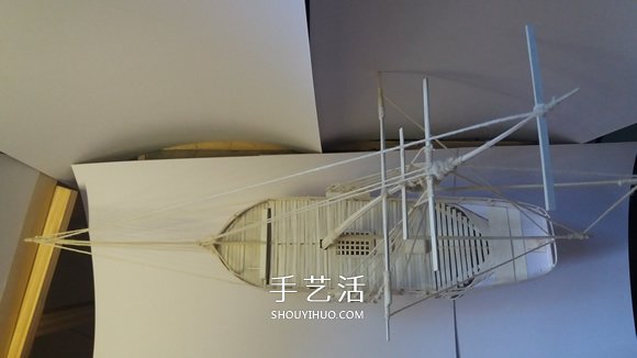 纸制单桅帆船模型制作 精致卡纸帆船手工制作