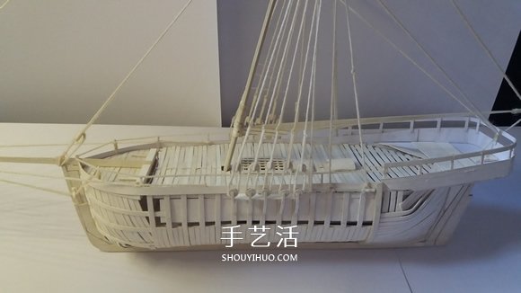 纸制单桅帆船模型制作 精致卡纸帆船手工制作