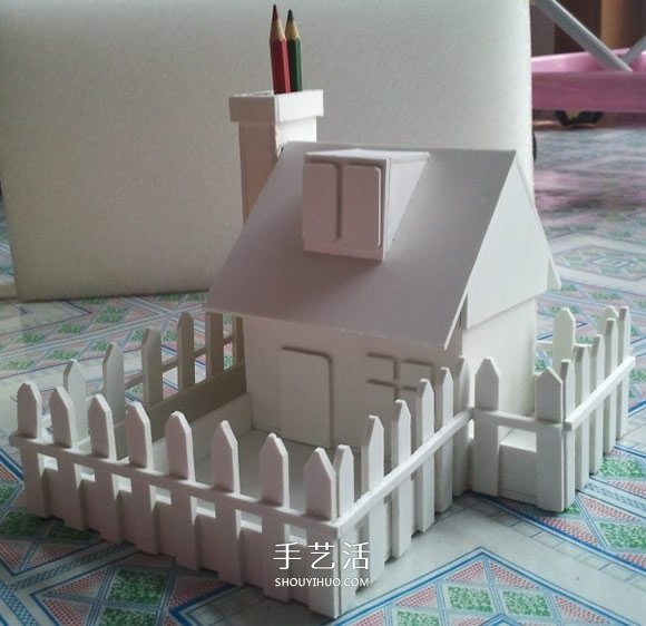 PVC板制作带院子的房子模型 兼具收纳功能