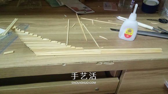 古代战船模型手工制作 纯以一次性筷子完成