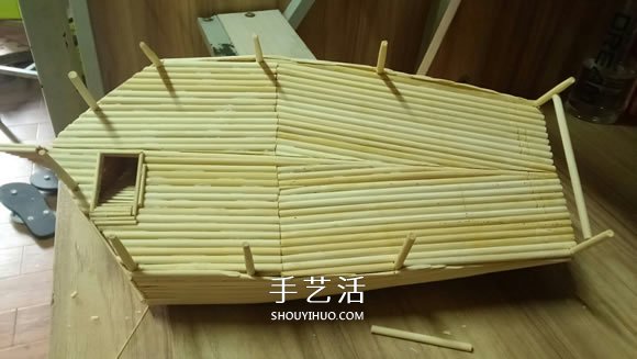 古代战船模型手工制作 纯以一次性筷子完成