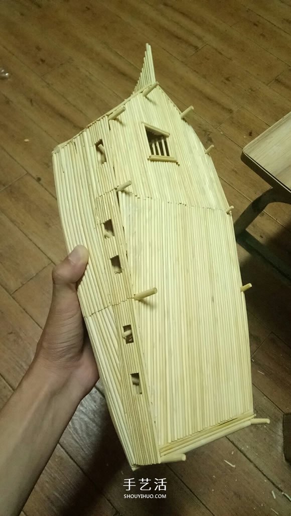 古代战船模型手工制作 纯以一次性筷子完成