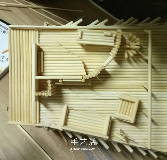 古代战船模型手工制作 纯以一次性筷子完成