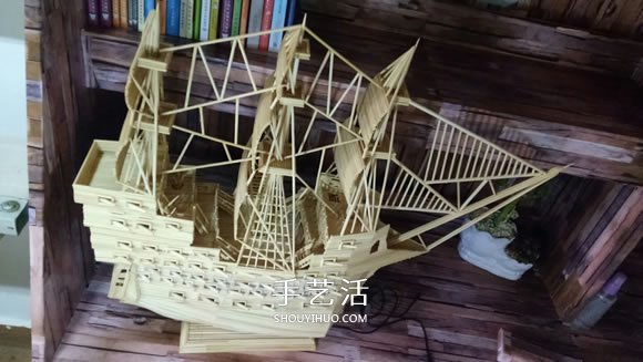 古代战船模型手工制作 纯以一次性筷子完成