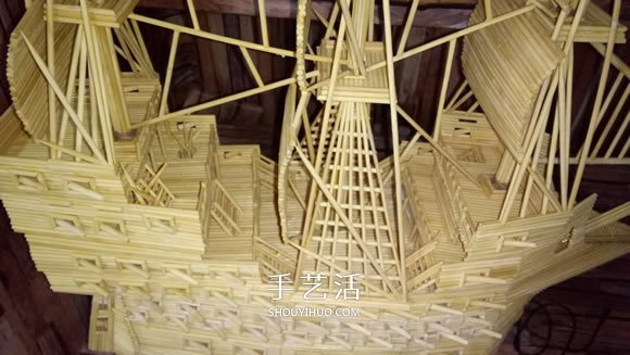 古代战船模型手工制作 纯以一次性筷子完成