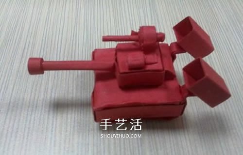 小纸盒子废物利用 手工制作可爱的坦克模型