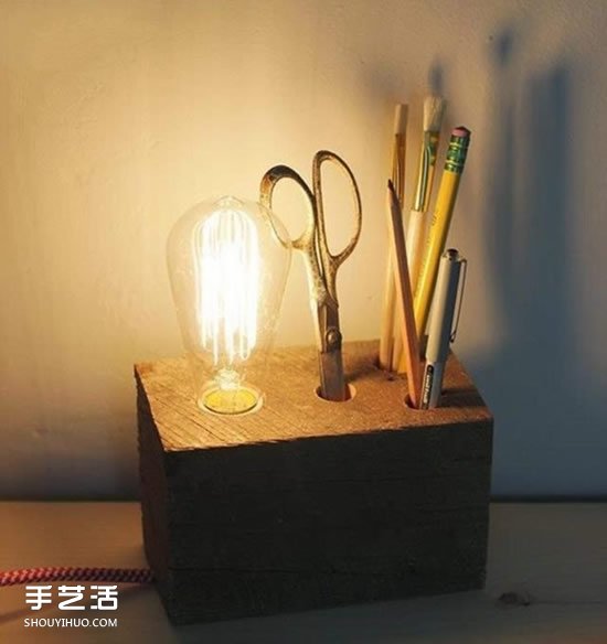 DIY自制原木台灯做法 木块手工制作台灯的方法