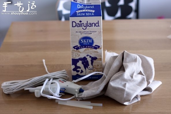 牛奶盒和布条废物利用DIY吊篮盆栽